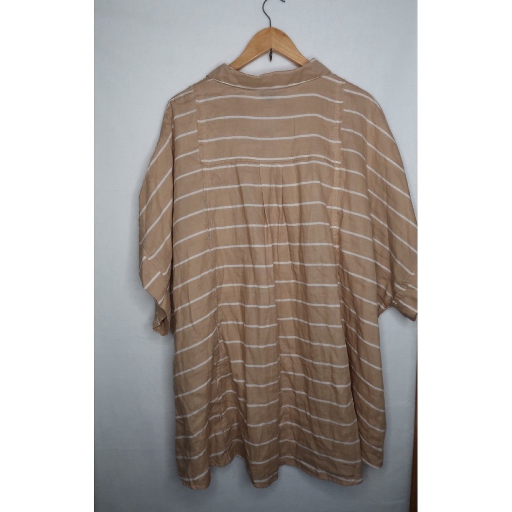 Torrid Striped Dolman Button Up Shirt Tan White Gauze Relaxed Women's 4 NWT - Picture 10 of 11